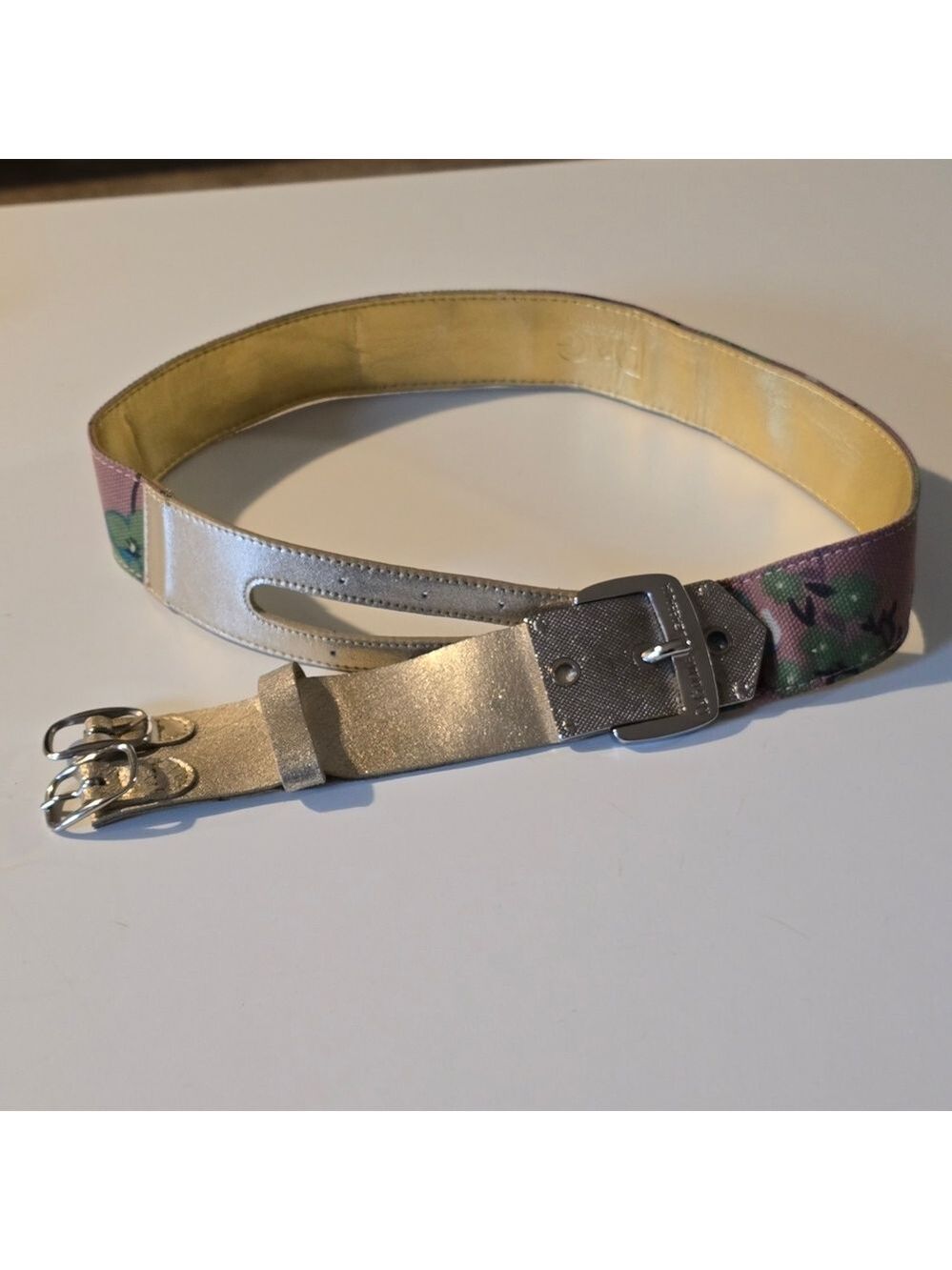 Dolce & Gabbana Metallic Silver Belt with Green Details